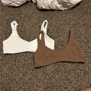 Alphalete White and Brown Sports Bras